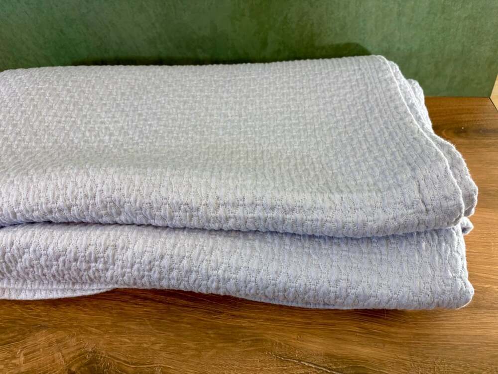 Calvin Klein Waffle Weave Blanket King Size Light Purple Cotton